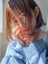 テトヘアー(teto hair) 切りっぱなしボブ、ピンクベージュ、シースルーバング