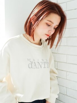 アグ ヘアー シダー 安曇野店(Agu hair cedar) 《Agu hair》透明感★オレンジピンクボブ