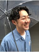 センターパート×ナチュラルパーマ