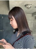ラベンダーカラー暗髪カラー透明感カラーグレージュ切りっぱなし