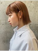 熊本　切りっぱなしボブ　韓国風　オレンジブラウン　Arisa.
