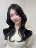顔まわりレイヤー 艶カラー 暗髪 韓国風 髪質改善 福岡美容室