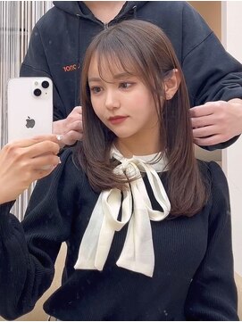 ネウィ 広島(newi) ワンレンボブ前下がりショート内巻きワンカール鎖骨ミディアム