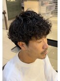メンズ マッシュ スパイラルパーマ トップふんわりボリュームup