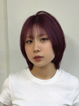 ヘアー アレス(hair ales) ショートウルフ　ブリーチカラー　くびれヘア　夏