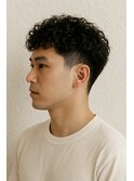 メンズショートスパイラルパーマ/刈り上げ
