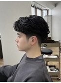 メンズセンターパート/ニュアンスパーマ/コンマバング