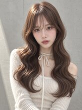 ユーフォリア 渋谷グランデ(Euphoria SHIBUYA GRANDE) ブラウンシースルーバングゆる巻き波ウェーブロング