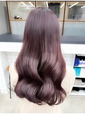 韓国ヘアくびれエアリーロング似合わせカットピンクブラウン