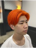 サンセット オレンジ センター分け スタイル