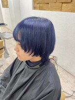 アジールヘア 所沢プロペ通り店(agir hair)&nbsp;ネイビーブルー小顔ボブルフブリーチレイヤーケアブリーチ所沢