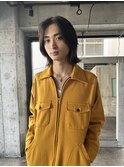 メンズボブウルフメンズミディアムレイヤーカットメンズウルフ
