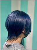ショートウルフ×ネイビーブルー　池袋美容室