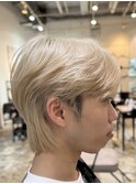 韓国シースルーマッシュウルフカットフェザーパーマエンドカラー