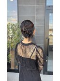 お呼ばれヘアセット韓国風カチモリリボンアレンジ二次会結婚式