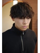 エディ(Edy)&nbsp;メンズマッシュシャドウパーマケアパーマブラウンカラー岡山