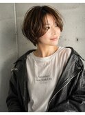 透けバング×ニュアンスレイヤーショートボブ