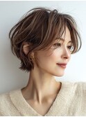 白髪ぼかし似合わせ大人ショート30代40代50代60代◎