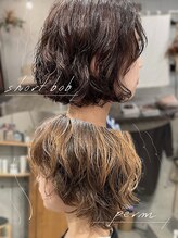 アオゾラヘアーカミノウラ(AOZORA HAIR kaminoura) ショート× パーマ