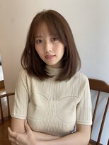 大人かわいい小顔レイヤー/ピンクベージュ/小顔顔まわりレイヤー