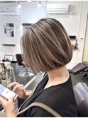 栗原,切りっぱなしボブ,バレイヤージュ,美髪,グレージュa21