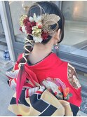 個性的なポニーテール♪10代20代成人式卒業式デザインカラー