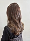 透明感ショコラグレージュ/セミロング/レイヤーカット