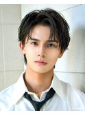フェザーパーマニュアンスセンターパート耳掛け