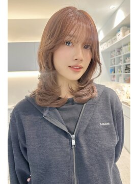 ノラ ウメダ(NORA UMEDA) 【chiaki】pink milkteaブリーチなし艶カラーミディアムレイヤー