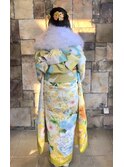 シンプルハーフアップミディアム黒髪暗髪着付け和装大人可愛い