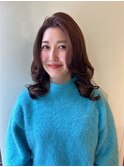 セミロング×コテ巻き風デジタルパーマ