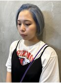 くすみブルー/ハイトーン/ハイトーンボブ/ボブ/ブリーチあり
