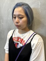 ワッツユアヘアストーリー(What’s your hair story)&nbsp;くすみブルー/ハイトーン/ハイトーンボブ/ボブ/ブリーチあり