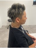 20代30代40代メンズビジネスツーブロックアッシュグレー