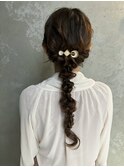 【黒髪編み下ろしヘアアレンジ】ヘアセット/渋谷/タッセルボブ