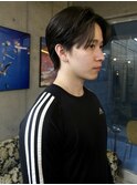 センターパート　メンズカット　刈り上げなし　