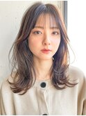 ワンカール美髪デジタルパーマくびれミディアム艶感薄め前髪
