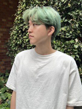 ベンジー 中目黒店(benji) 刈り上げなしセンターパート×キミドリカラー