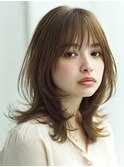 ミディアムレイヤー/ハッシュカット/ブラウン/シャギーカット