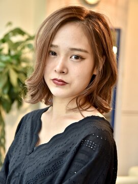 ヘアーリゾートテラス(hair resort terrasse) 大人かわいいミニマムボブヴェールウェーブ3Dカラーブルージュ