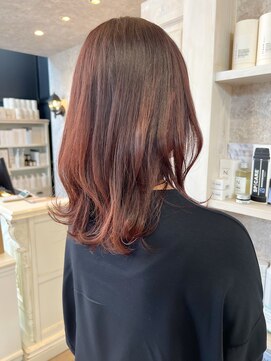 キャアリー(Caary) 福山市美容院Caary人気 レッドチェリーカラー艶セミディ