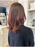 福山市美容院Caary人気 レッドチェリーカラー艶セミディ