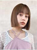 ミニボブ/切りっぱなし/ぱっつん/ワンレン/ブラウン/ベージュ