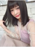 ミラレスカ  前髪パッツンの暗髪切りっぱなしボブbyウラタニ
