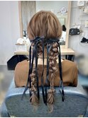 【ヘアセットサロンfirst】アシメツイン編みおろし♪