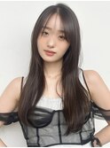 くびれヘア/顔周り/韓国/レイヤーカット/黒髪/ロング/前髪/大宮