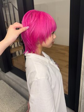 キオクエコ(KIOX eko) ピンクカラー/レイヤーウルフカット