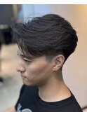 MEN’S HAIR-フェザーパーマ/刈り上げセンターパート