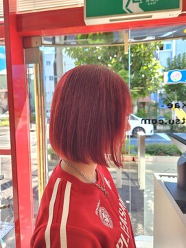 レジェ(LEGE) 切りっぱなしボブ【タッセルボブ/透明感カラー/チェリーレッド】