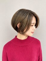 エストアール フクオカ 福岡博多店(est-r. Fukuoka)&nbsp;ショートヘア/くびれショート/ハイライト/ベージュ/博多